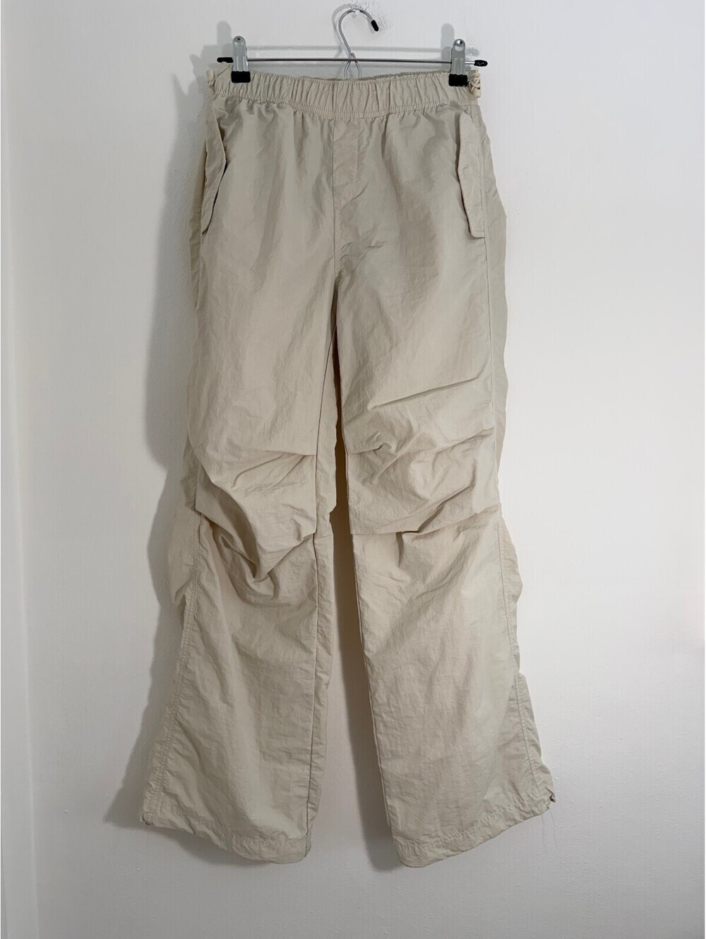 Love Tree Parachute Cargo Pants Beige Nylon Wide Leg Utility Y2K Women's Size S